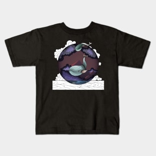 Circled space whales Kids T-Shirt